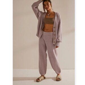 Free People Beach Hailee Cardi PANTS ONLY Knit 100% Cotton Purple Size Small